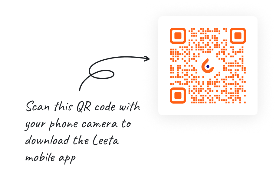 Scan QR code to download the Leeta mobile app