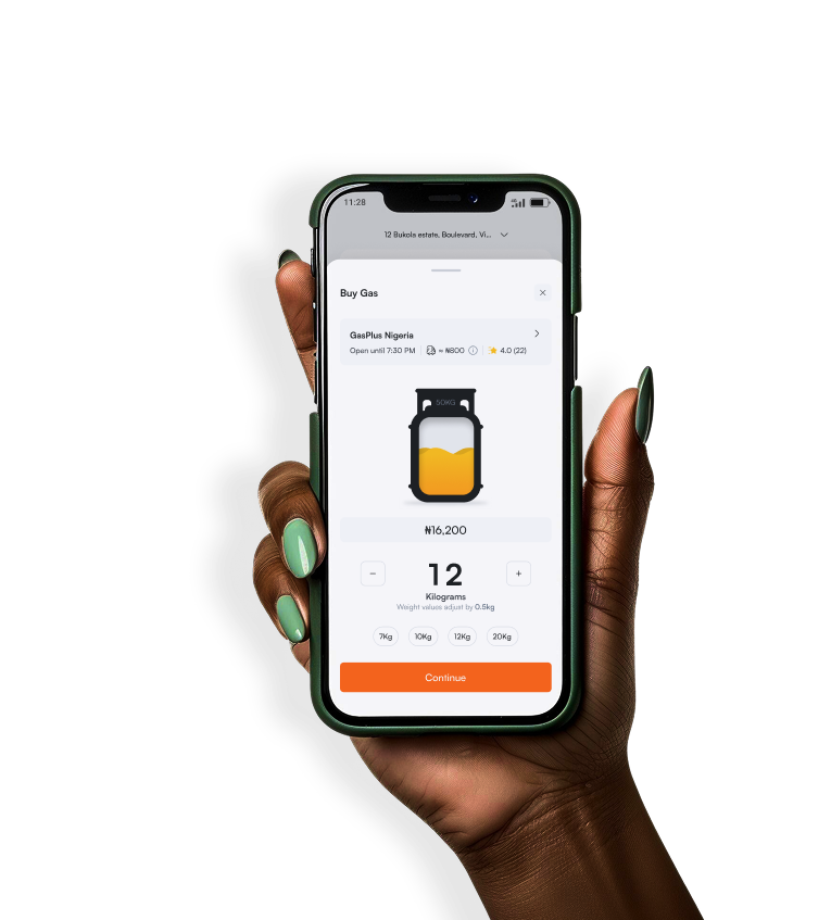 Leeta mobile app showing cooking gas order interface